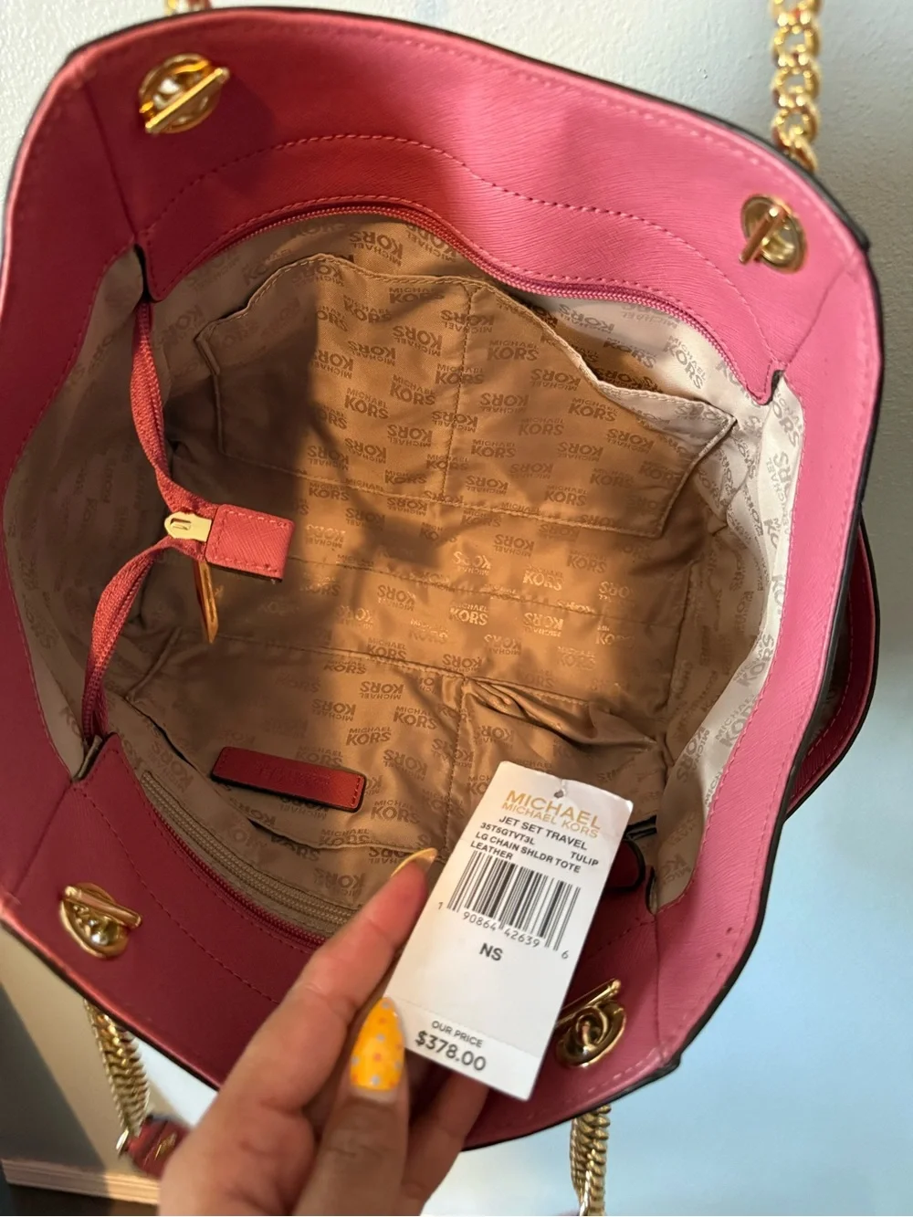 Michael Kors Coral Pink Saffiano Leather Shoulder Bag